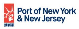 Port of New York & New Jersey logo with Statue of Liberty icon in red and bold navy blue text