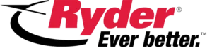 Ryder logo with red text and black swoosh, featuring the slogan "Ever better." in italic black font