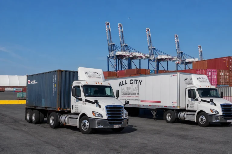 All City Leasing & Warehouse fleet and equipment staged for freight handling in Jersey City NJ