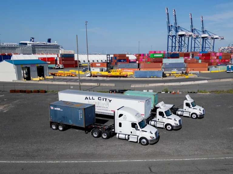 All City Leasing trucks, container chassis and port equipment supporting freight movement near NY/NJ terminals